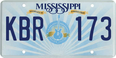 MS license plate KBR173