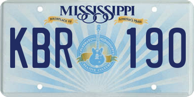 MS license plate KBR190