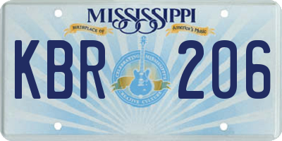 MS license plate KBR206