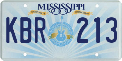 MS license plate KBR213