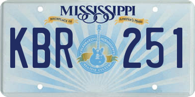 MS license plate KBR251