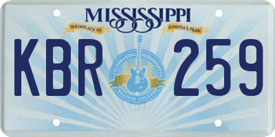 MS license plate KBR259
