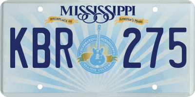 MS license plate KBR275