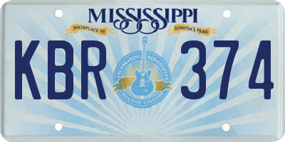 MS license plate KBR374
