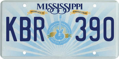MS license plate KBR390