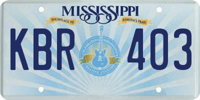 MS license plate KBR403