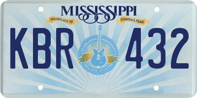 MS license plate KBR432