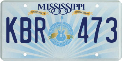MS license plate KBR473