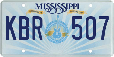 MS license plate KBR507
