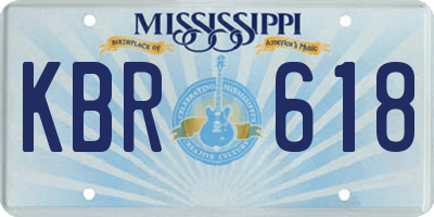 MS license plate KBR618