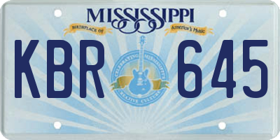MS license plate KBR645