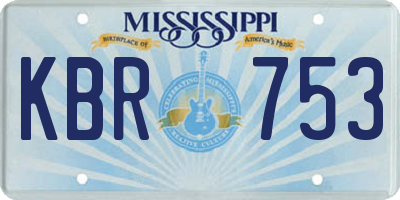 MS license plate KBR753