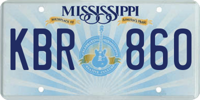 MS license plate KBR860