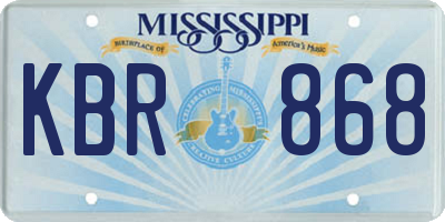 MS license plate KBR868