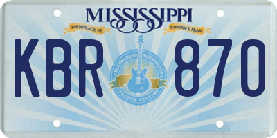 MS license plate KBR870