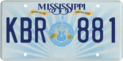MS license plate KBR881