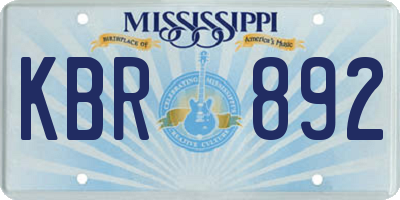 MS license plate KBR892