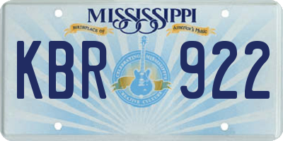 MS license plate KBR922