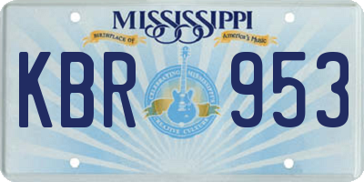 MS license plate KBR953