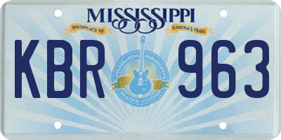 MS license plate KBR963