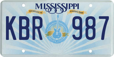MS license plate KBR987