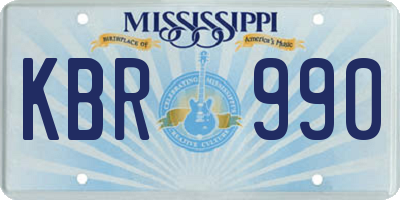 MS license plate KBR990