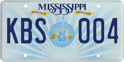 MS license plate KBS004