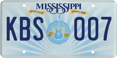 MS license plate KBS007