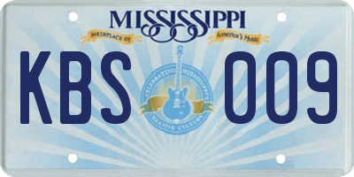 MS license plate KBS009
