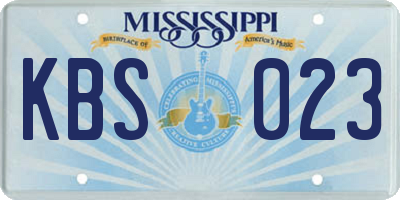 MS license plate KBS023
