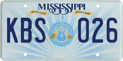 MS license plate KBS026