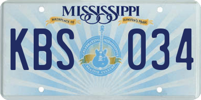 MS license plate KBS034