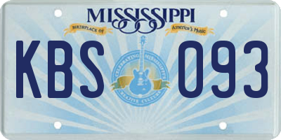 MS license plate KBS093