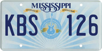 MS license plate KBS126