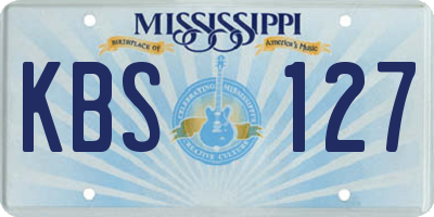 MS license plate KBS127