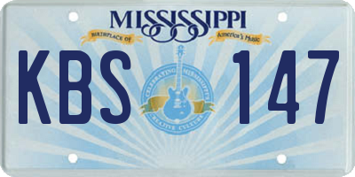 MS license plate KBS147
