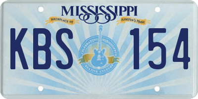 MS license plate KBS154