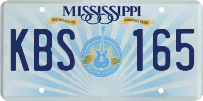 MS license plate KBS165
