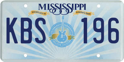 MS license plate KBS196