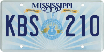 MS license plate KBS210