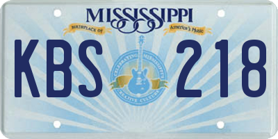 MS license plate KBS218