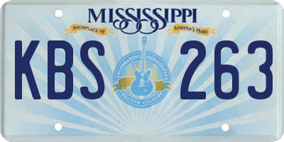 MS license plate KBS263