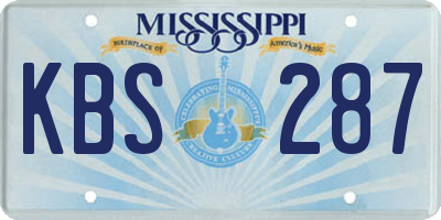 MS license plate KBS287