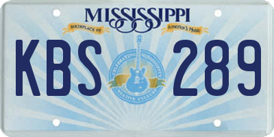 MS license plate KBS289