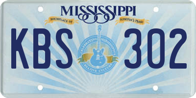 MS license plate KBS302