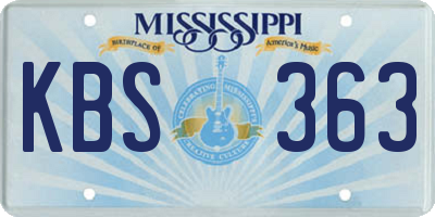 MS license plate KBS363