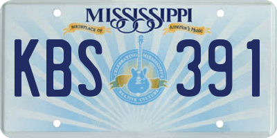 MS license plate KBS391