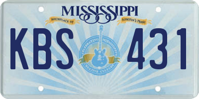 MS license plate KBS431
