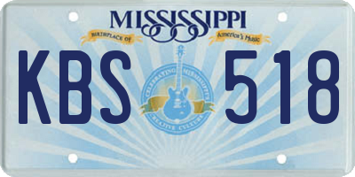 MS license plate KBS518
