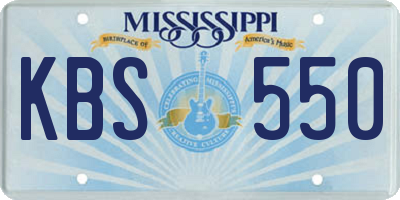 MS license plate KBS550